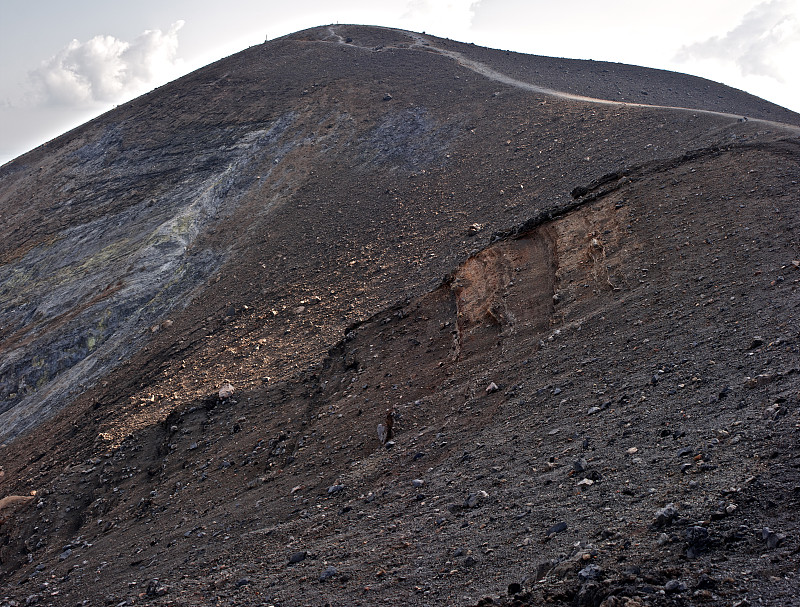 火山的火山口倾斜