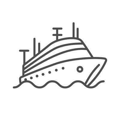 Cruise ship. Flat icon. Vector illustration.