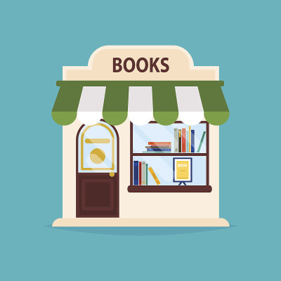 书商店门面。书店建筑的矢量插图。我