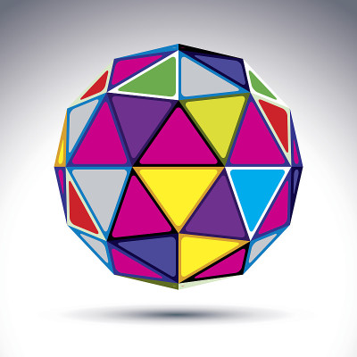 向量立体现代抽象对象，3d迪斯科球。