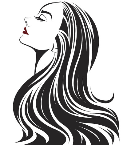 长发是女性造型的标志，标志着女性的面容