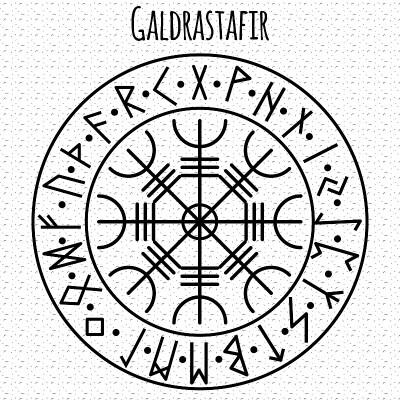 带有斯堪的纳维亚符文的古代冰岛维京人的魔法导航罗盘。
