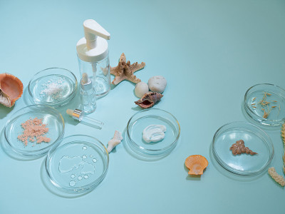 环保化妆品，一套原料和瓶子