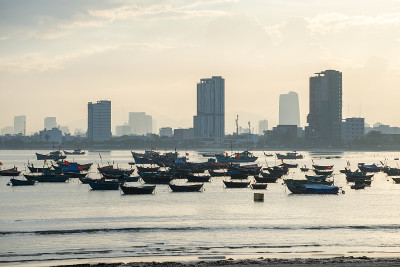 美丽的海景，美丽的小船
