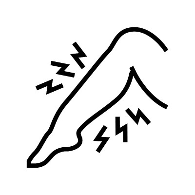 腿部疼痛线图标矢量插图