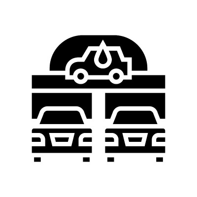 自动洗车服务字形图标矢量插图