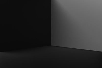 黑色产品背景站或讲台基座上的广告室展示与空白背景。3 d渲染。