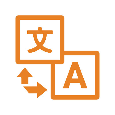语言翻译图标。橙色向量。
