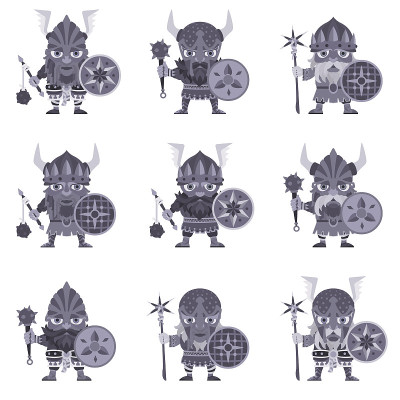 维京人。一套战士与武器。