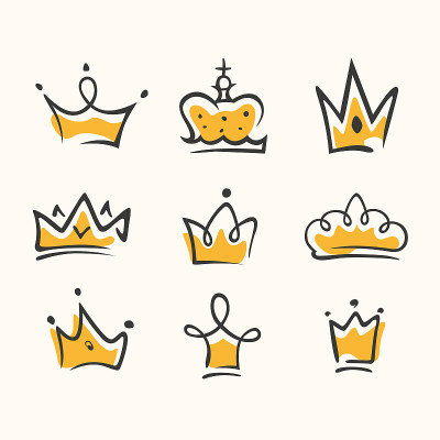 Graphic modernist element drawn by hand. royal cro