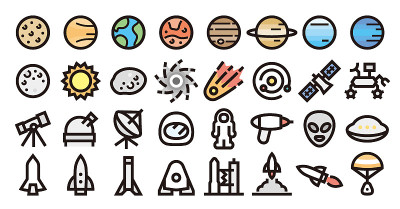 空间和行星图标集