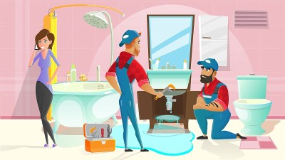 水管工人阻止浴室漏水