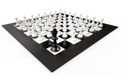 棋盘上有许多行人和一个国王，背景白色
