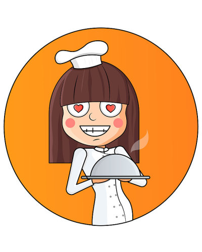 首席厨师快乐微笑的女性角色矢量插图
