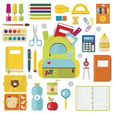 学校供应矢量插图孤立在白色