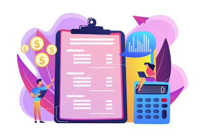 损益表概念矢量图。