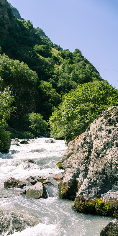 View of the mountain river in the gorge, North Oss