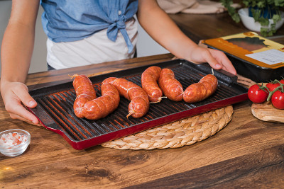 Grilled sausages.