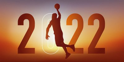 以篮球为主题的2022年体育议程介绍的插图。