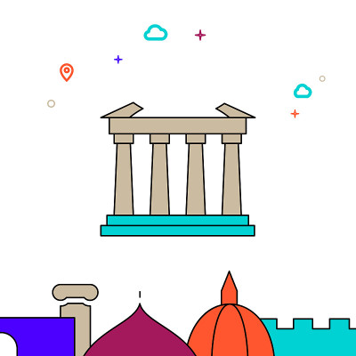 Parthenon, Greece filled line icon, simple illustr