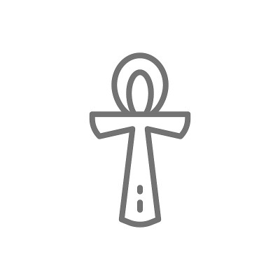埃及十字章，宗教符号线图标。在白色背景上隔离