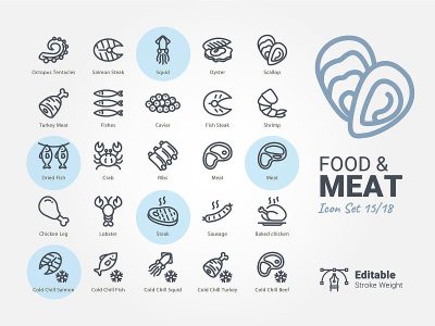 食物和肉类矢量图标