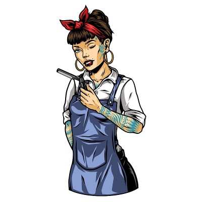 眨眼纹身女理发师