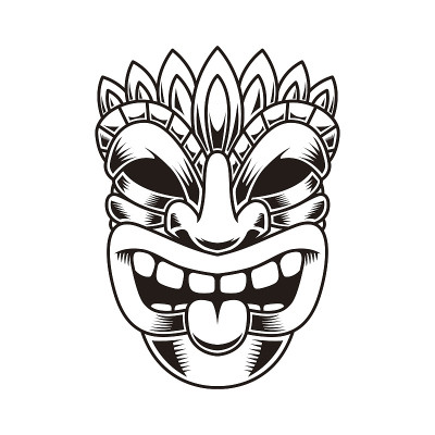 提基神像的插图。设计元素的标签，标志，海报。矢量图