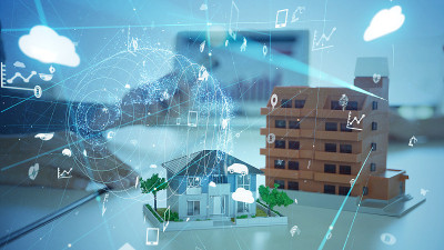 住宅建筑和通信网络。家庭自动化家庭安全系统。