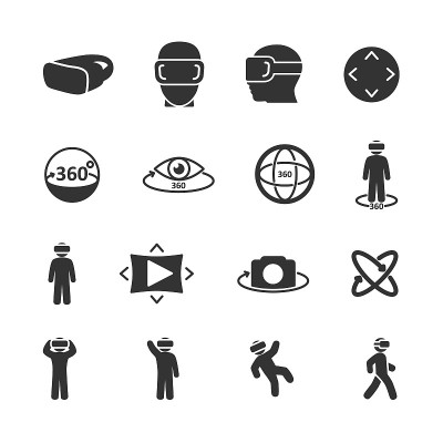 Vector image set of virtual reality icons.