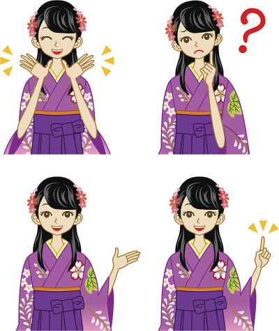 袴女面部表情集