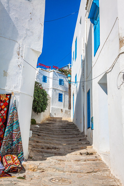 突尼斯Sidi Bou Said镇的街道