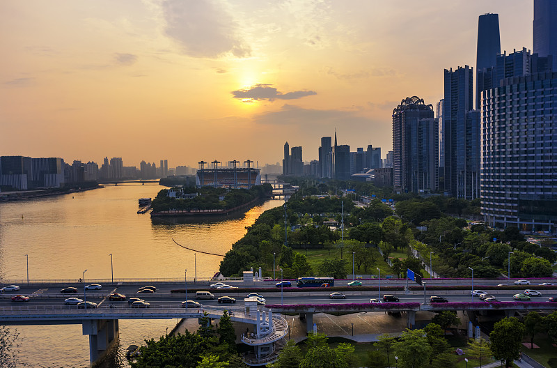 中国广东省广州市的珠江新城风光预览效果