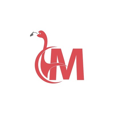 字母M与火烈鸟图标标志向量