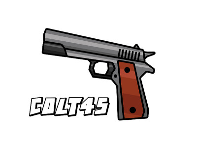 手枪武器colt45卡通设计