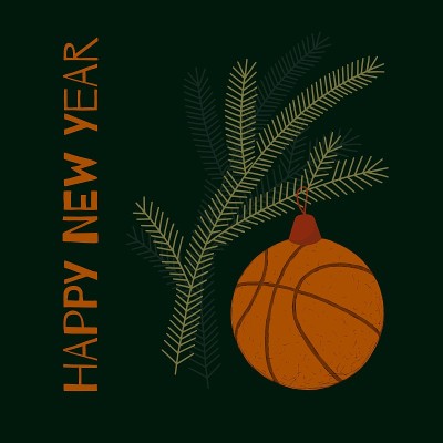 新年贺卡篮球主题。