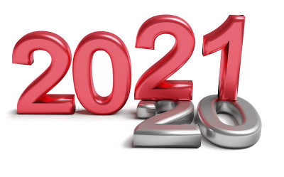 2021年新年假期概念。色号2021对应于2020年