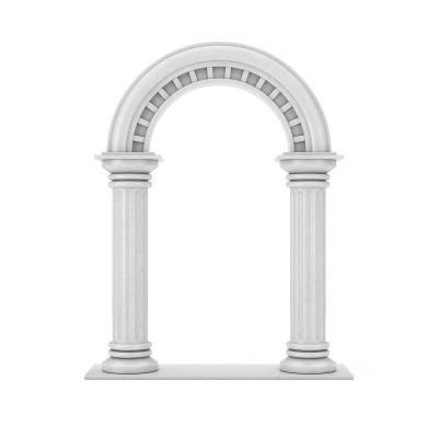 经典古希腊圆柱弧。3d渲染