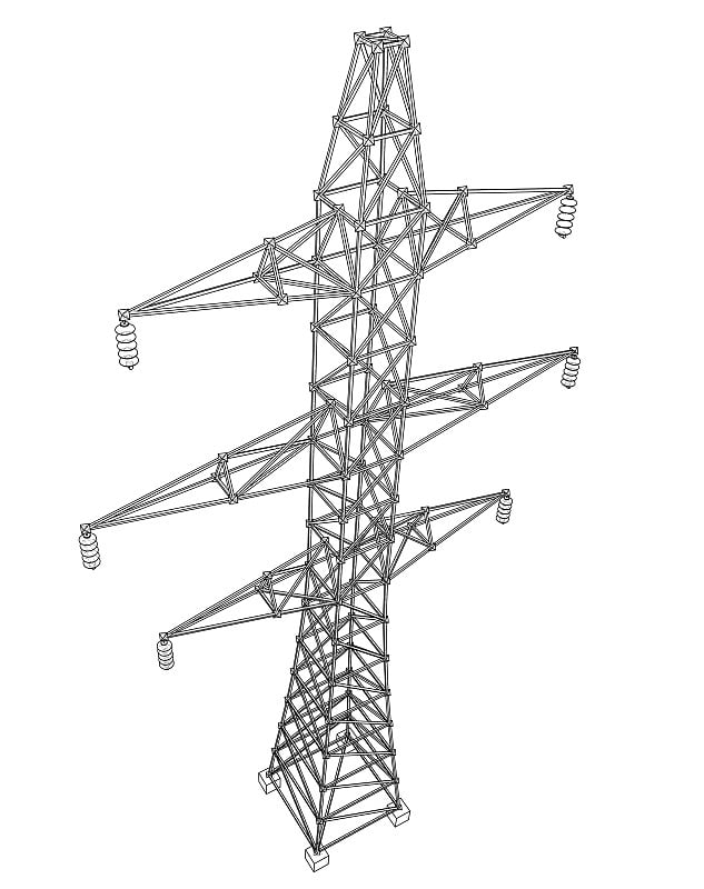 Electric pylon or electric tower concept. Vector