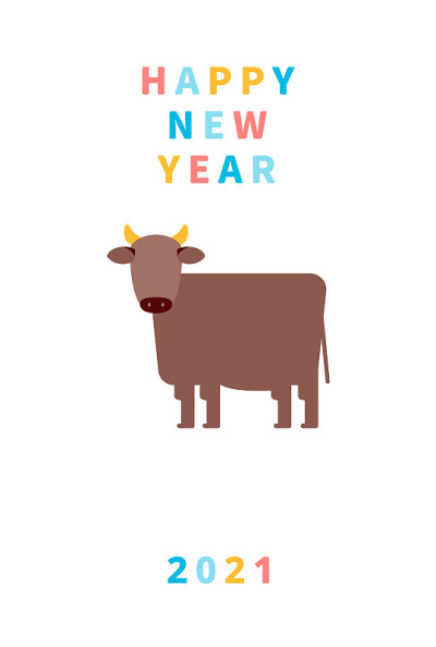 日本2021年新年贺卡的矢量插图。