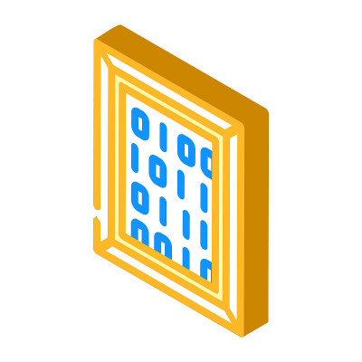 数字图片等距图标矢量插图