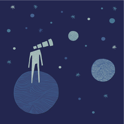 用望远镜看星星的人