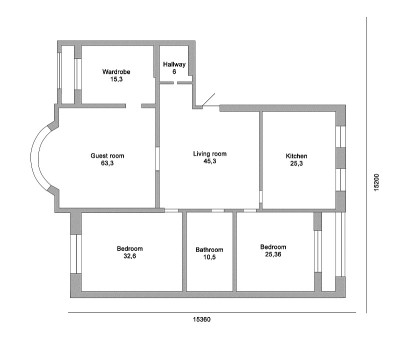 建筑房屋平面图，白色背景上的房屋。插图