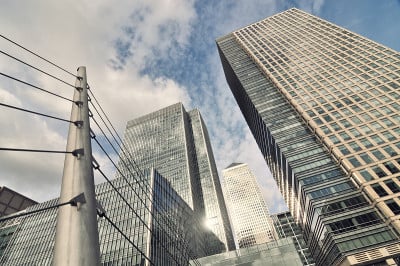 金丝雀码头天际线建筑的全景