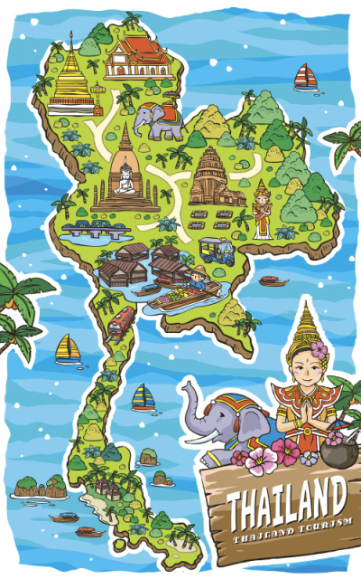 可爱的泰国旅游地图