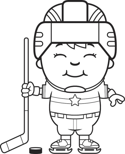 卡通曲棍球运动员