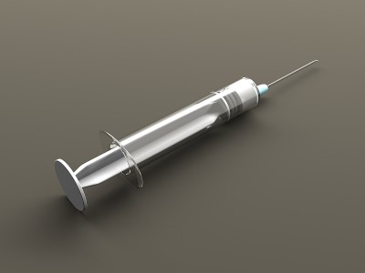 白色背景上的医用注射器