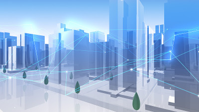 数字城市网络建设技术通信数据业务3D插图背景