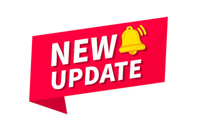 新更新。现代标签新更新与贝尔。带有通知铃的Web横幅。系统软件升级网页横幅元素。时间更新。向量计算机