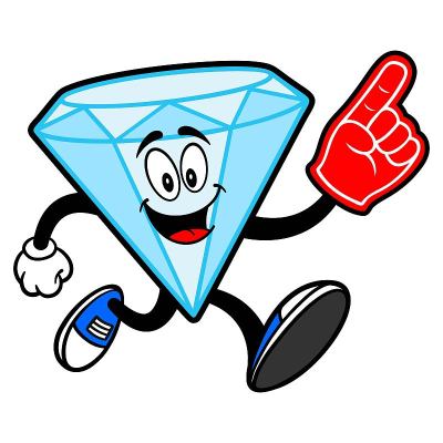 Diamond Mascot running with a Foam Hand